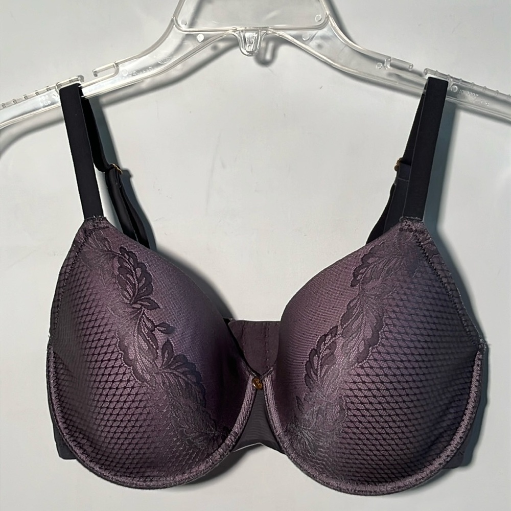 NATORI Support Smooth Scroll Lace Convertable Underwire Grey/Plum Bra SZ 32DDD - Picture 3 of 16